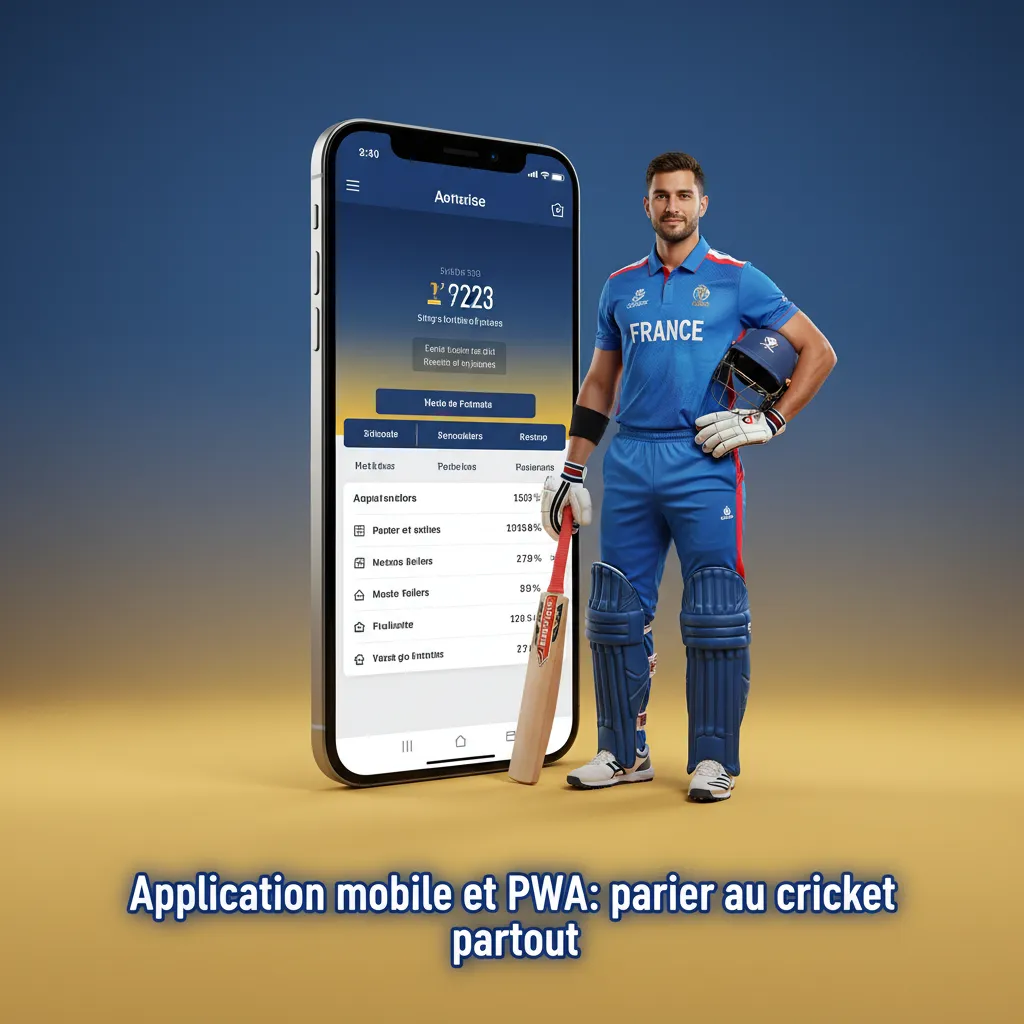 Smartphones avec la PWA de paris cricket: icône sur l’écran d’accueil, cotes en direct, accès à la caisse.