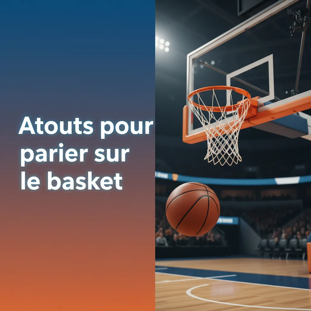 Infographie: atouts pour parier sur le basket—cotes, marchés variés, live fiable, cash out, stats, aide et contrôle.