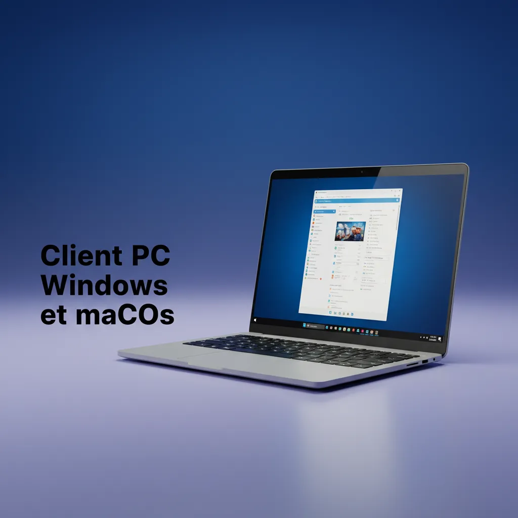 Illustration de PC Windows et macOS affichant le site officiel de paris et casino; pas d'appli desktop dédiée.