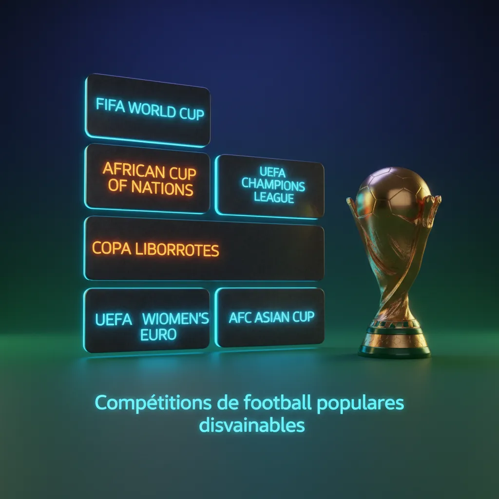 Affiche des compétitions de football pour parier: Coupe du Monde, EURO, Ligue des Champions, Ligue 1, marchés live.