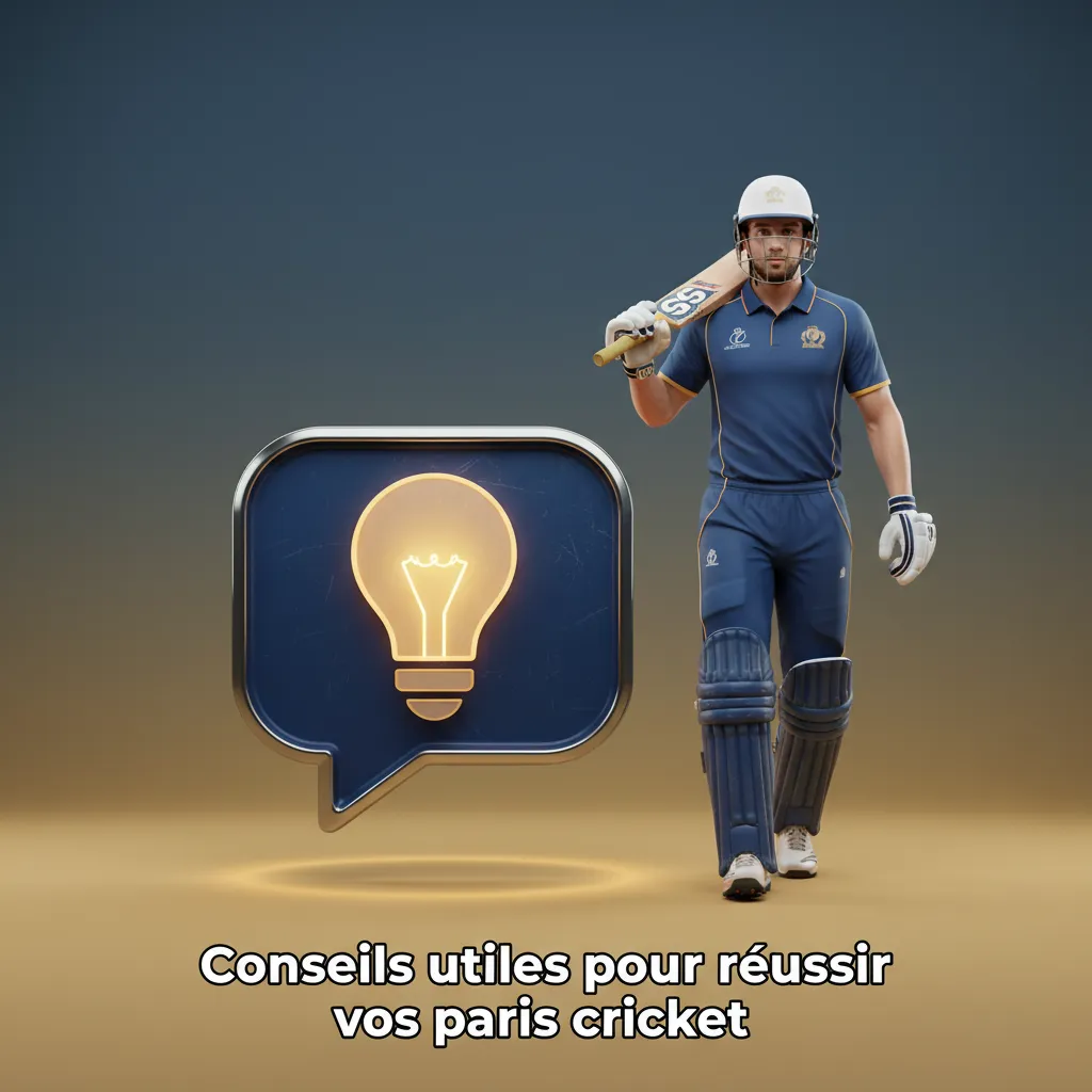 Infographie: conseils pour réussir vos paris sur le cricket — forme, météo/terrain, toss, bankroll, live et outils.