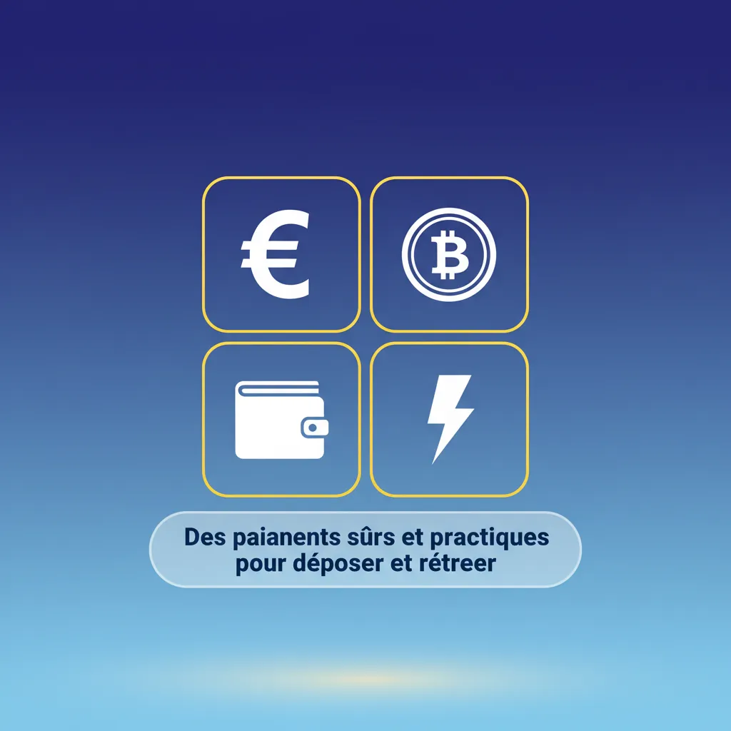 Paiements sûrs et rapides pour dépôts/retraits avec MyFinity, MasterCard, PaysafeCard, Skrill, Neteller, Jeton et cryptos.