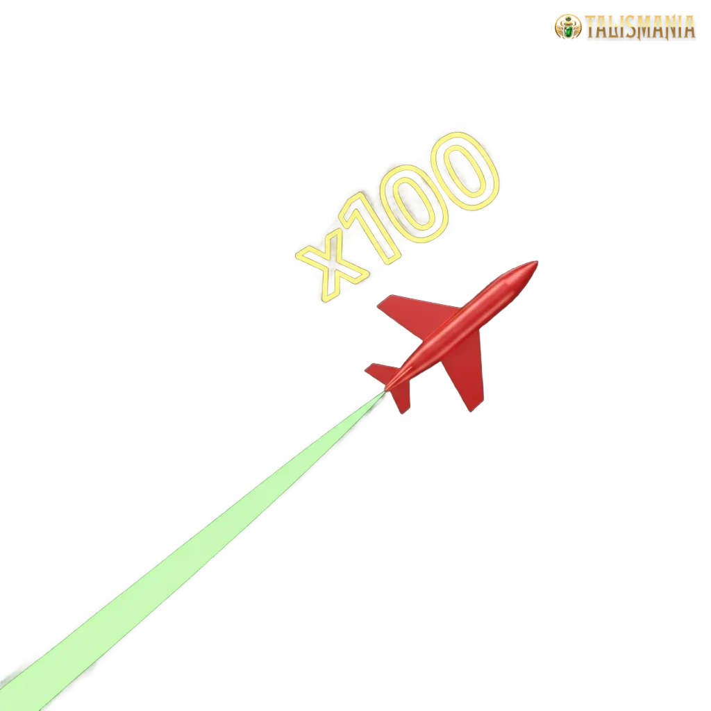 Écran Aviator sur Talismania montrant avion, multiplicateur croissant, modes démo et argent réel, bonus 100% jusqu’à 500€.