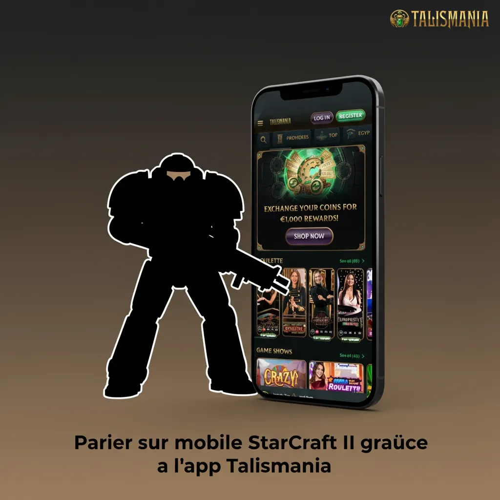 Smartphone avec l’app Talismania: paris StarCraft II en direct, cotes, notifications, gestion bankroll et tickets.