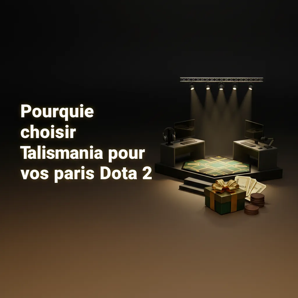 Visuel Talismania: paris Dota 2 en France; bonus, CB/Visa/Apple Pay, app iOS/Android, support 24/7, cotes compétitives.