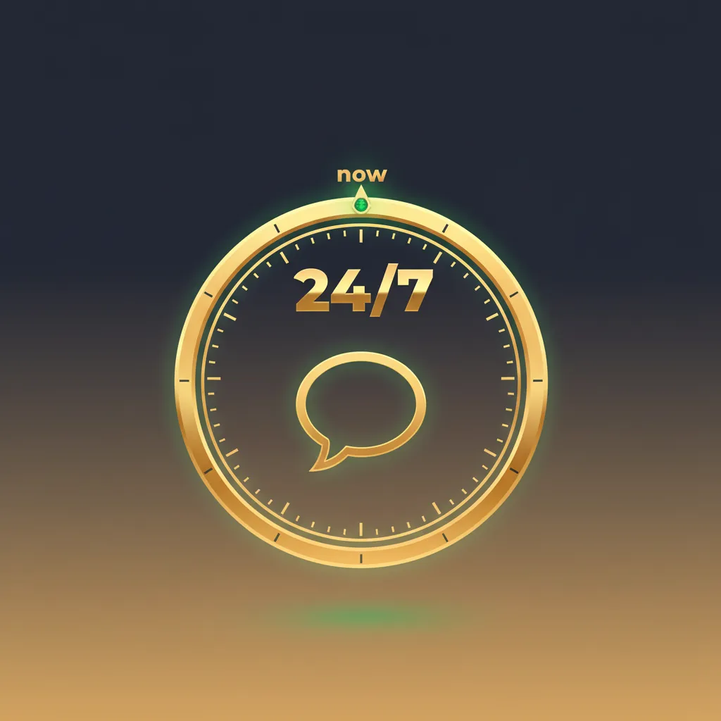 Visuel: Chat en direct, la voie la plus rapide. 24/7 FR/EN, réponse <2 min, bouton chat sur site et app.