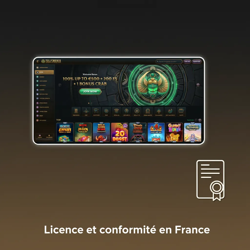 Licence et conformité en France: licence internationale en pied de page, date d’émission, ANJ et mentions légales.