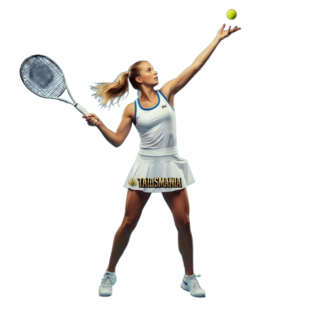 Joueur de tennis au service devant une interface de paris Talismania: cotes pré-match et en direct, site légal en France
