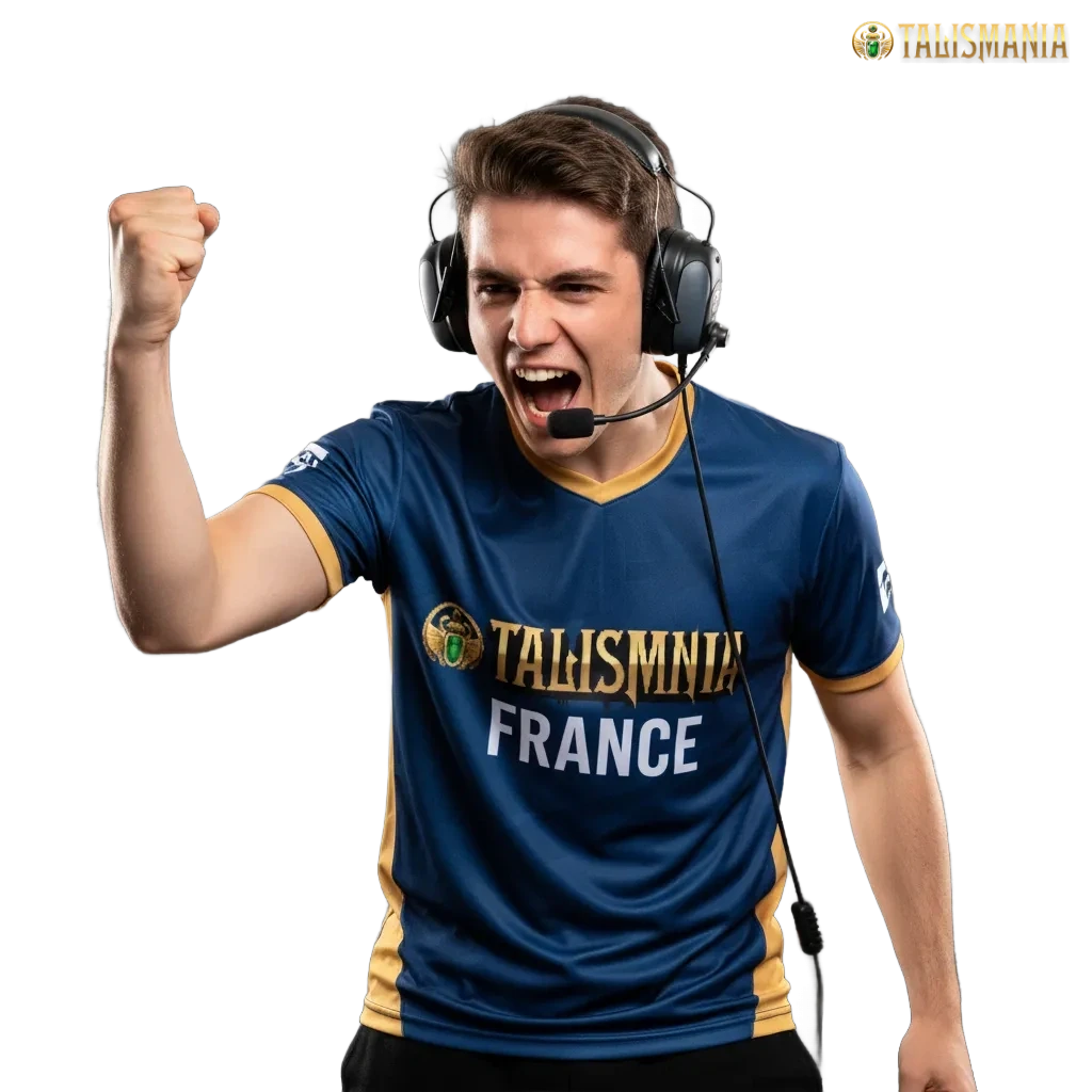 Bannière Talismania: paris esport en France, bonus 100% 500€, 200 FS + 1 Bonus Crab, app mobile, cotes élevées, live.