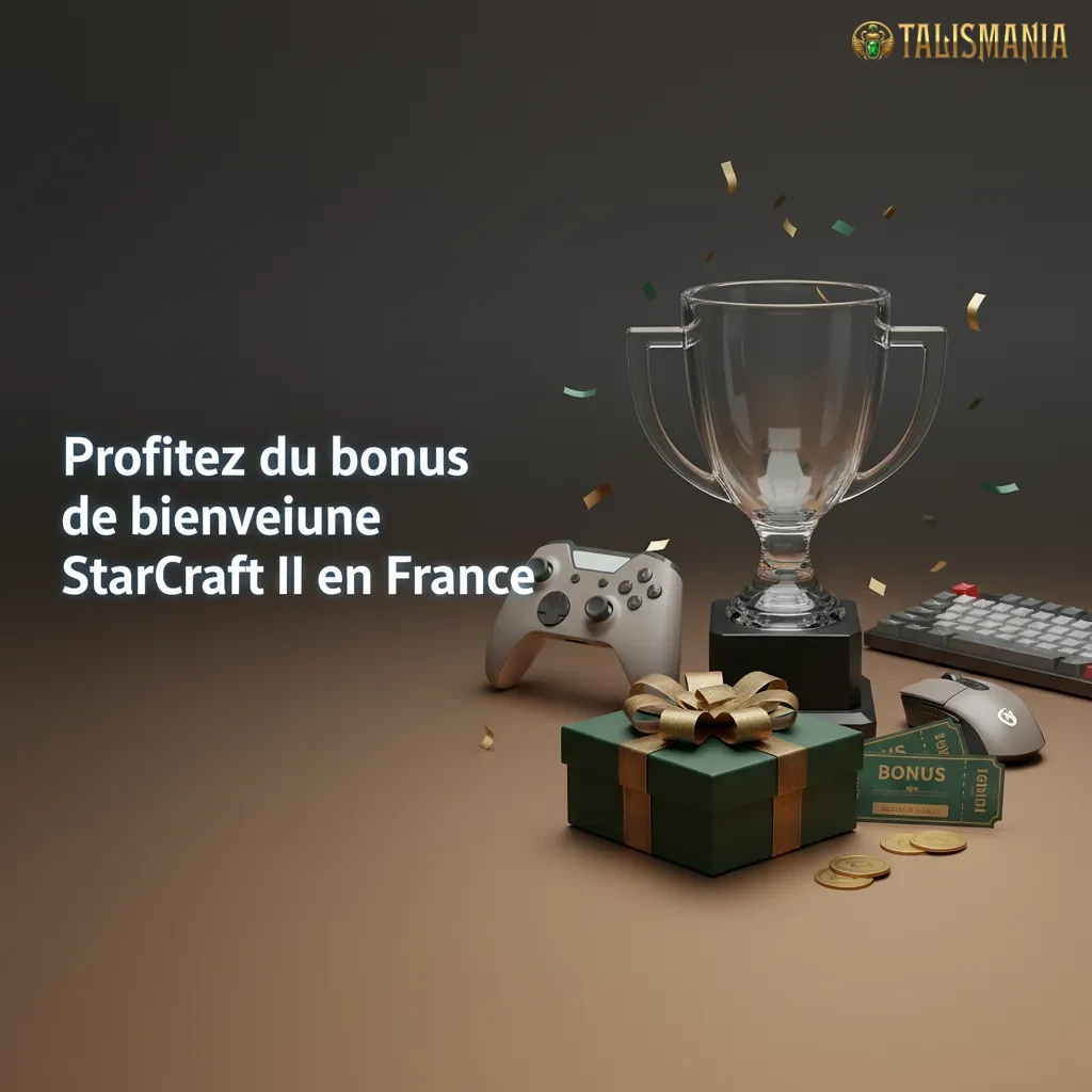 Bannière promo StarCraft II en France: bonus 100% jusqu’à 500 €, 200 FS et 1 Bonus Crab sur Talismania.