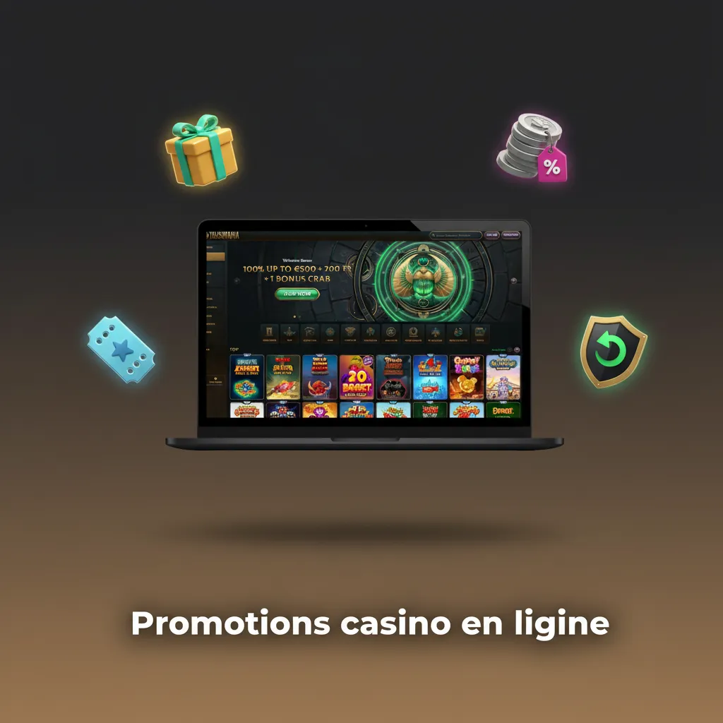 Bannière promotions casino: rechargement mardi 50%+50 tours, cashback week-end 10%, tournois slots, Bonus Crab, dépôt premium