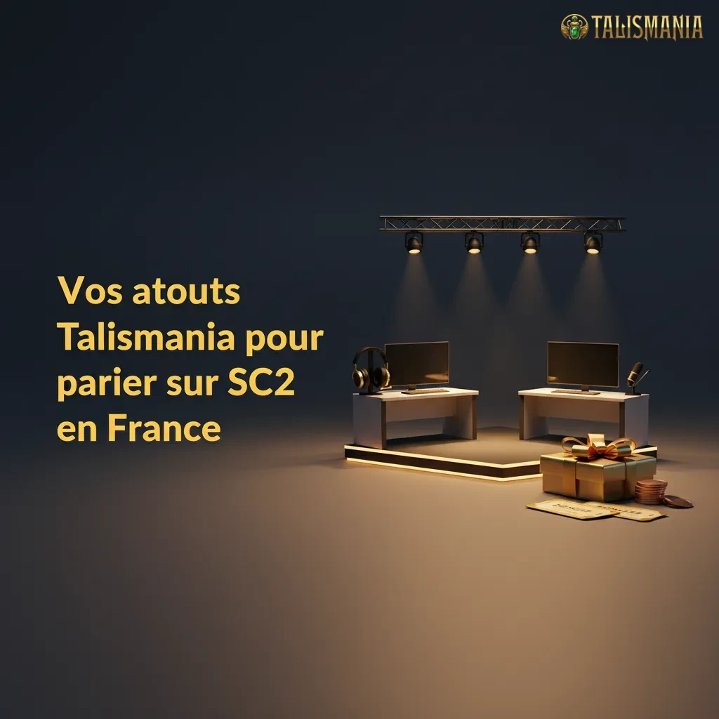 Bannière Talismania: paris SC2 en France avec bonus esports, paiements locaux, app mobile, support 24/7, cotes live.