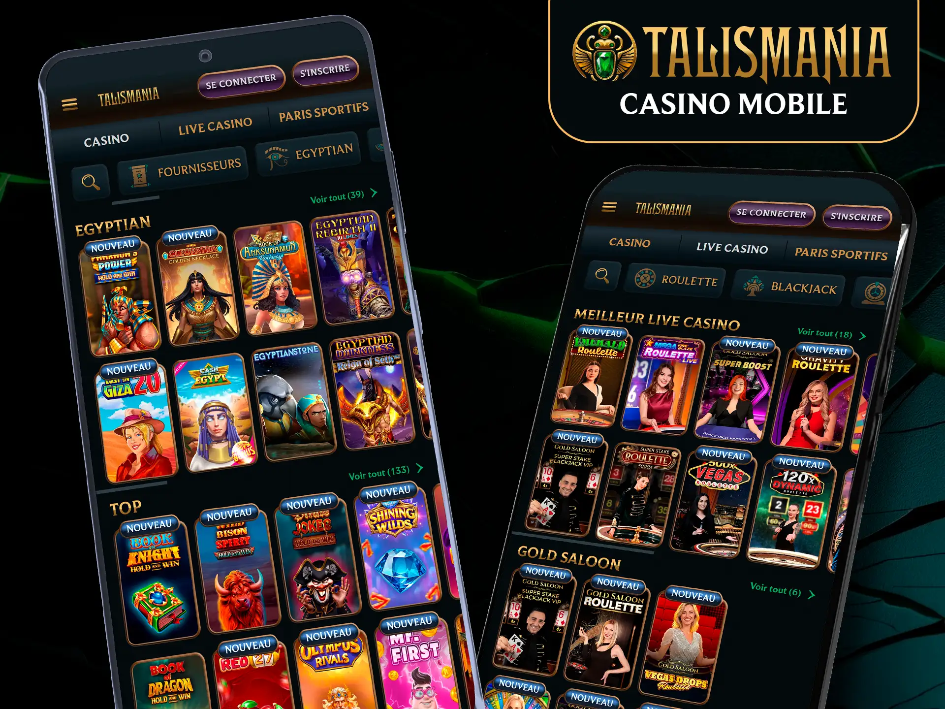 Jouez au casino en direct sur l'app Talismania.