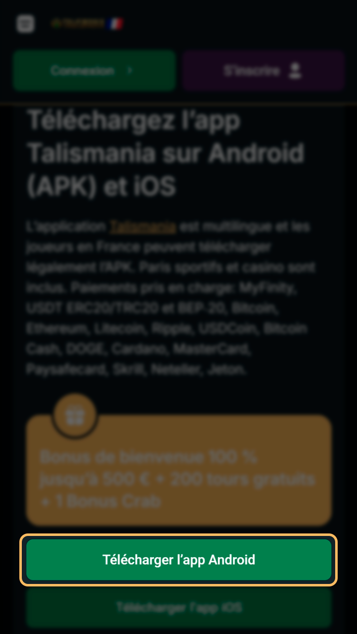 Lancez le téléchargement sécurisé de l'APK Talismania.