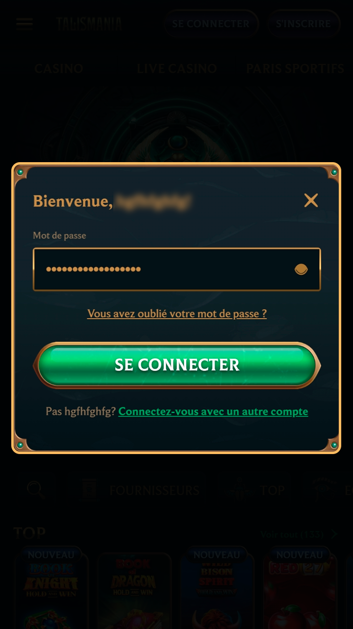 Accédez à votre compte joueur depuis l'application Talismania.