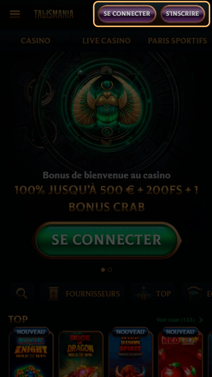 Lancez votre première session de jeu sur l'app Talismania.