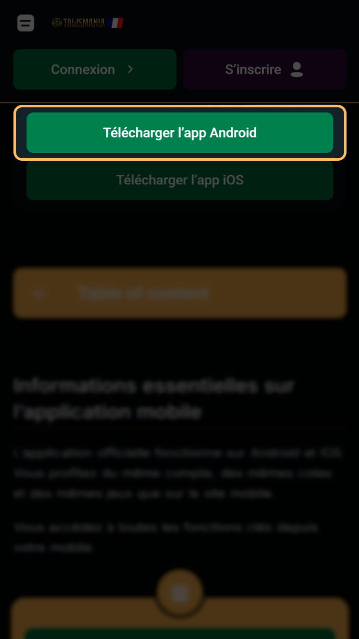 Téléchargez la mise à jour APK officielle sur Talismania.