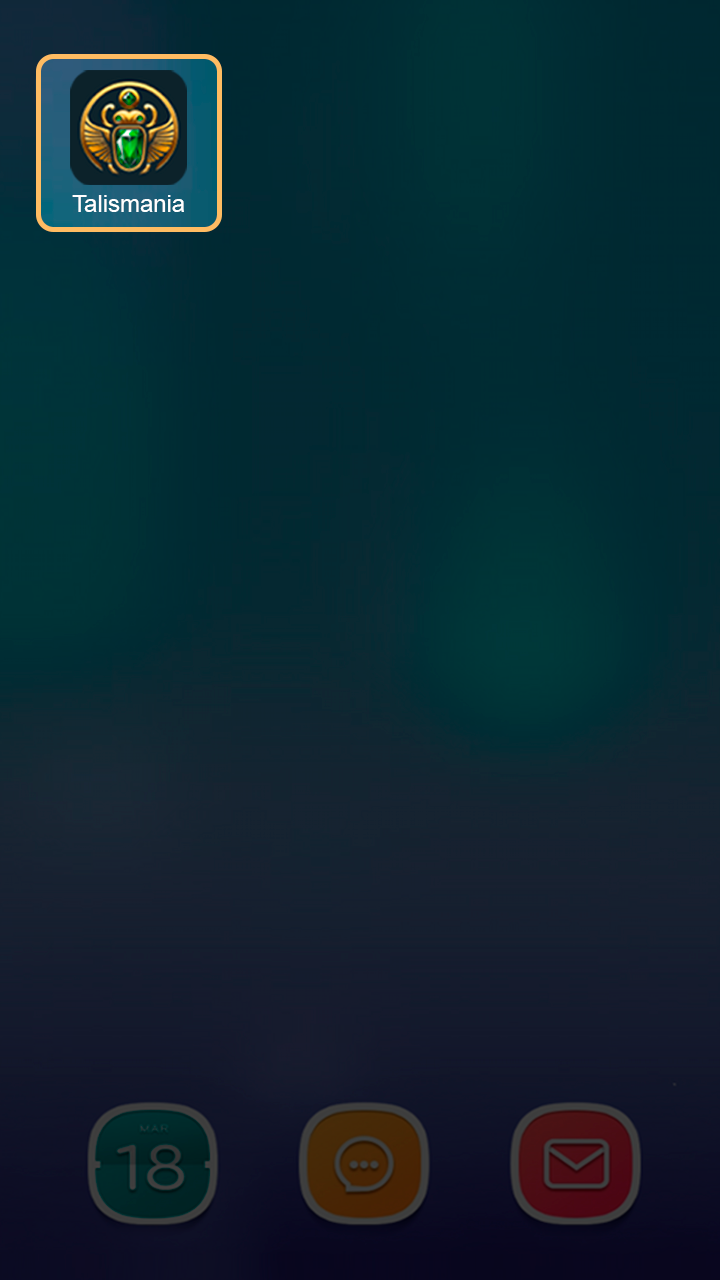 Ouverture de l'application de jeu mobile Talismania.