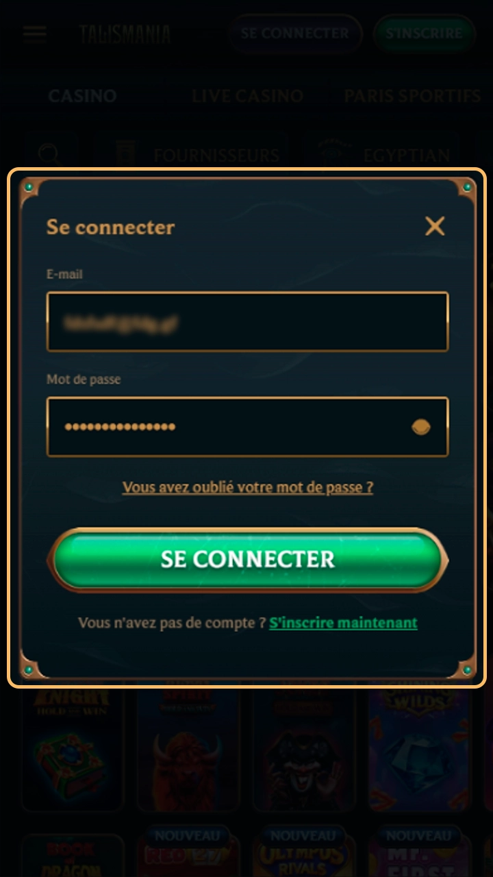 Authentification sur l'application Apple de Talismania.