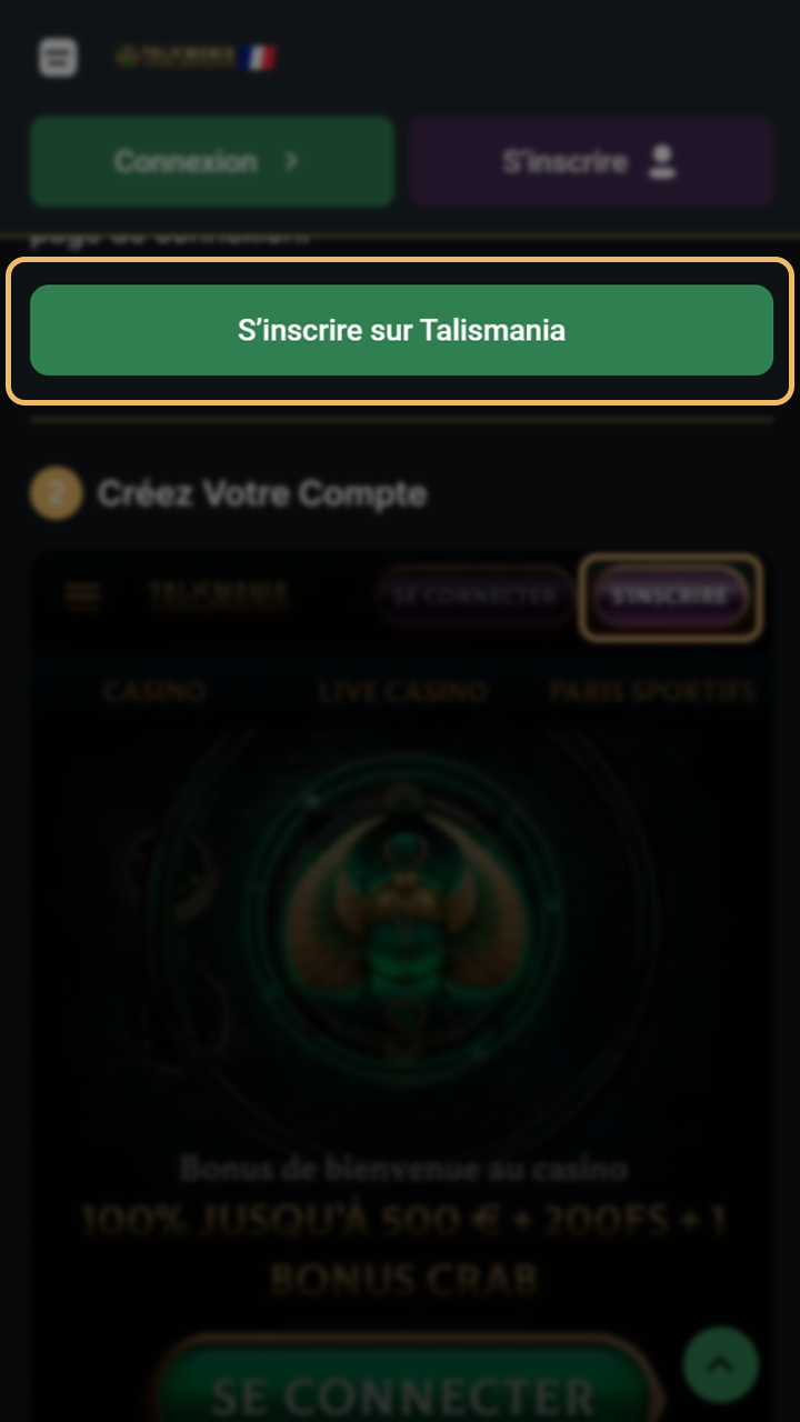 Formulaire d'inscription rapide pour jouer sur Talismania.