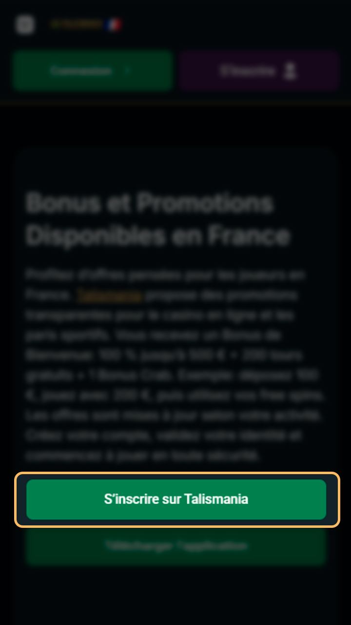 Créez votre compte pour obtenir vos bonus Talismania.