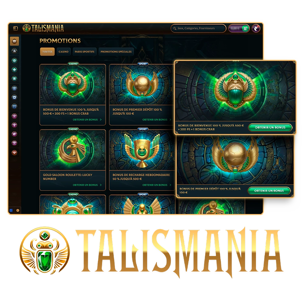 Liste des bonus et promotions offerts par Talismania.