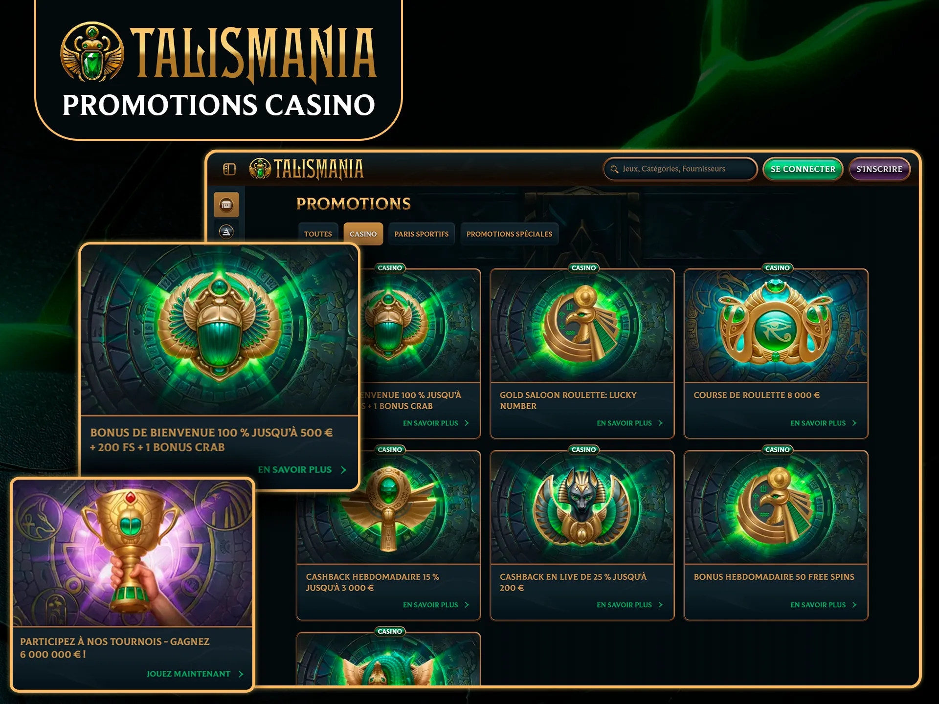 Offres spéciales pour le casino en ligne Talismania.