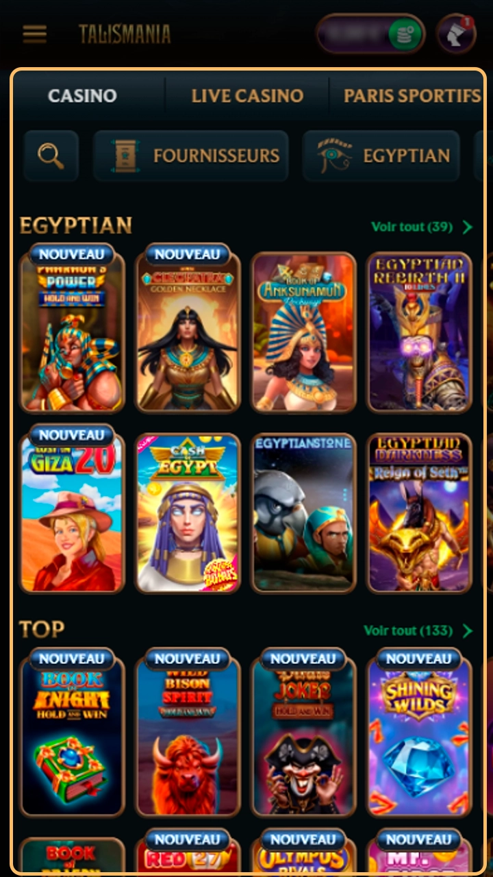 Profitez des milliers de jeux disponibles sur Talismania.