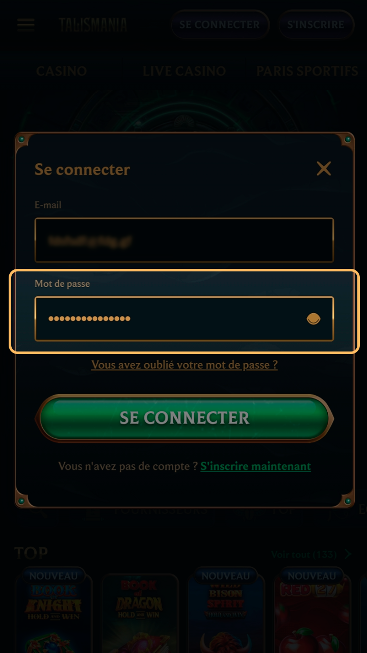 Contrôle de sécurité lors de la connexion à Talismania.