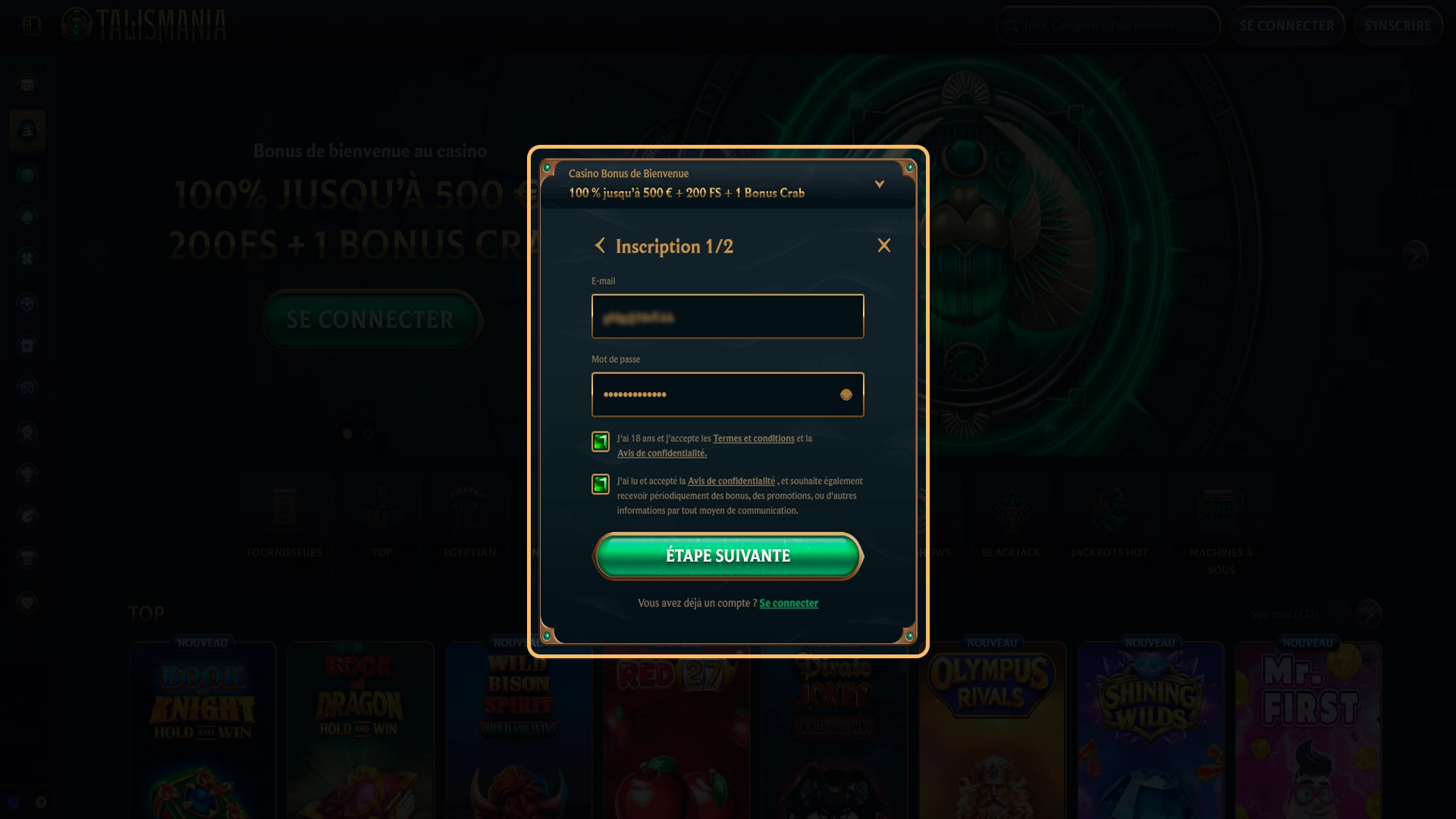 Choisissez votre mode d'inscription préféré sur Talismania.