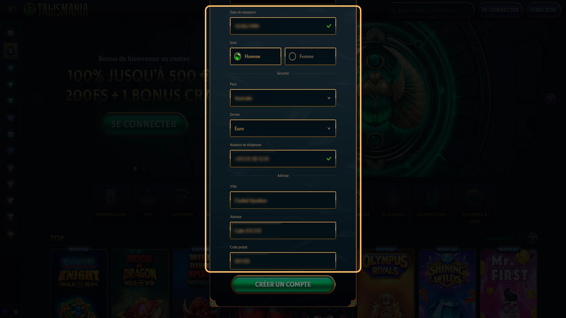 Paramétrage des options de sécurité de votre compte Talismania.