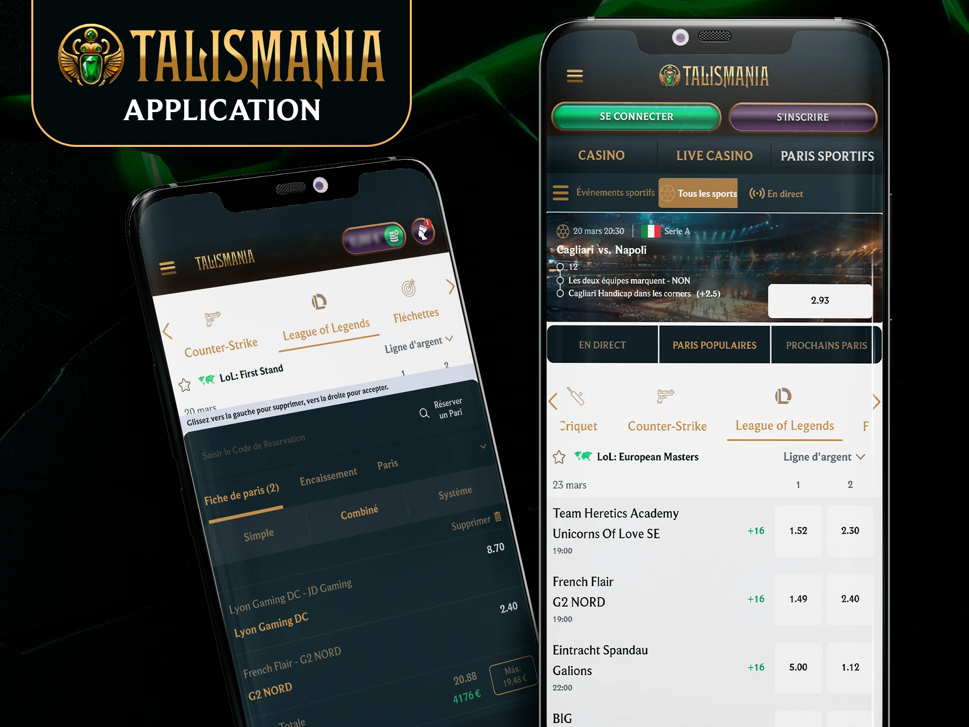 Utilisez l'application mobile Talismania pour vos paris LoL.